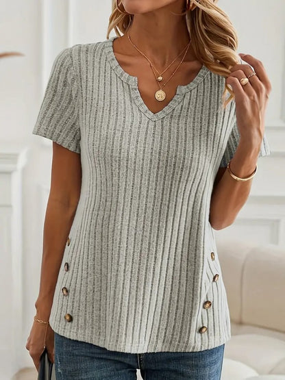 Ribbed Side Button Top