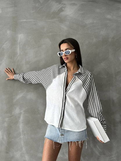 Black Striped Linen Shirt