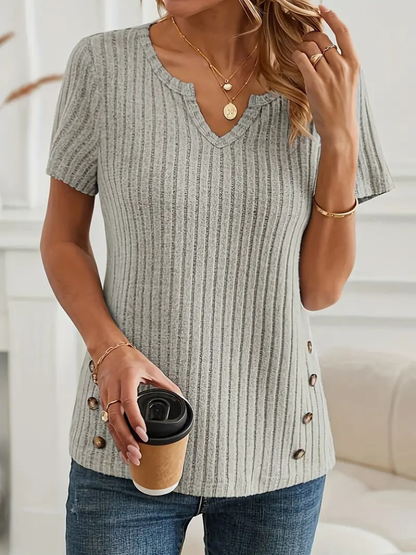 Ribbed Side Button Top