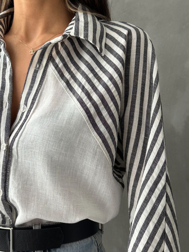 Black Striped Linen Shirt