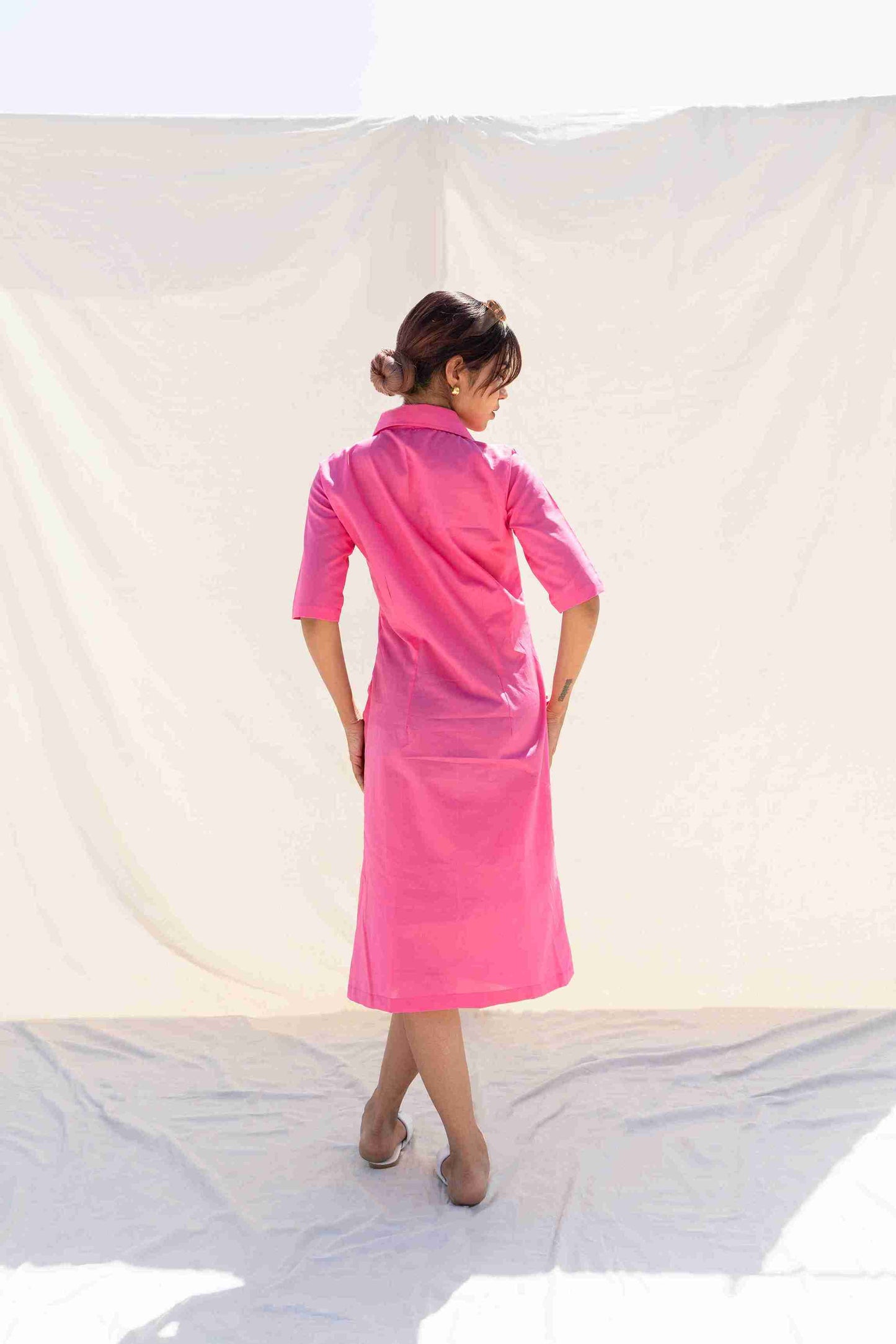 Pink Flutter Shirt Dress